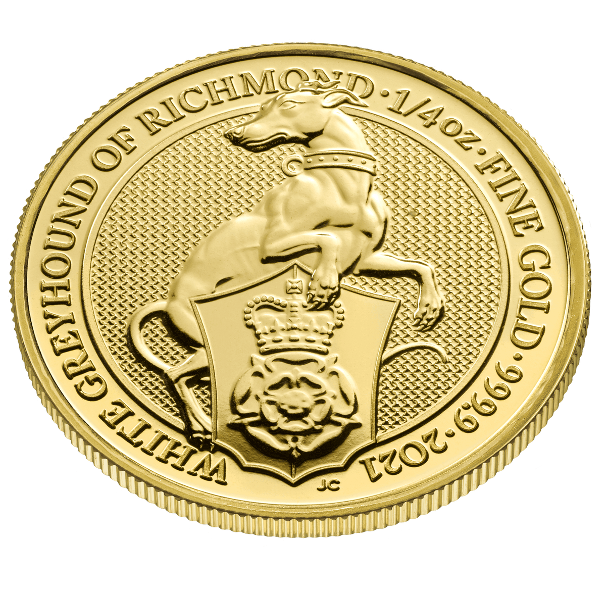 1/4oz Gold Queen Beast White Greyhound of Richmond (2021) — reverse and edge
