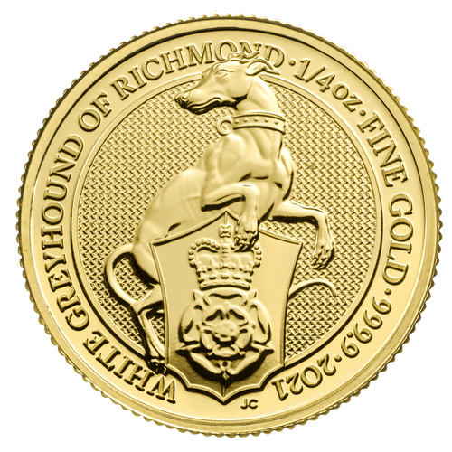1/4oz Gold Queen Beast White Greyhound of Richmond (2021) — reverse