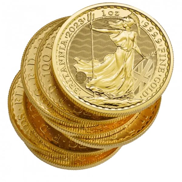 2026 1oz Gold Britannia KCIII Coins – Tube of 10 Coins — reverse, loose stack