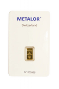 Metalor 1 Gram Gold Bar — front