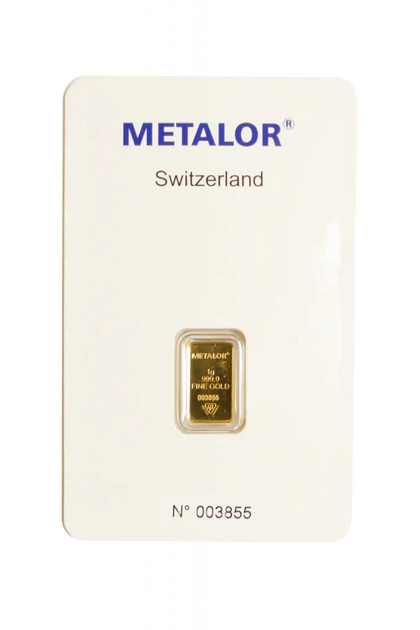 Metalor 1 Gram Gold Bar — front